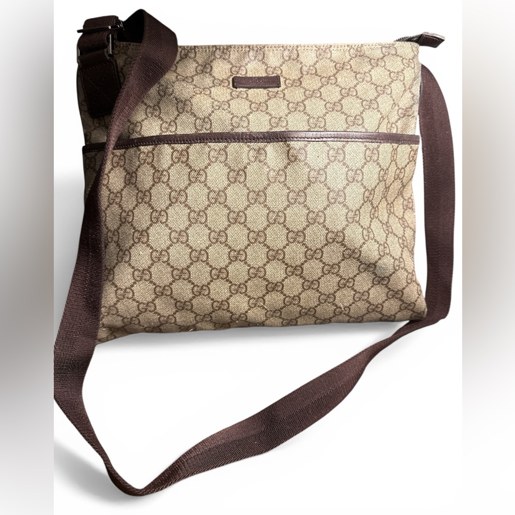 Gucci Gg Supreme Large Messenger Crossbody Bag Unisex, Vintage